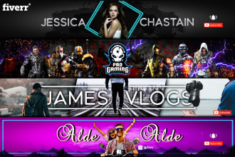design anime banner and amazing gaming youtube thumbnails