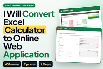 convert excel calculator to online web app