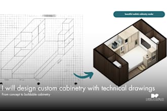 design custom cabinetry with technical drawings and 3d views