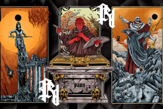 draw a detailed dark art illustration for tshirt, merch, album cover