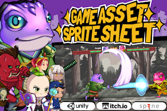 design and animate 2d game asset character sprite sheet for your game