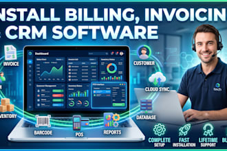 install complete billing management invoicing CRM software