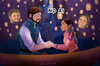 draw you a beautiful portrait in disney cartoon