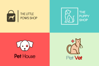 design unique minimal animal, pet, dog, cat logo for shop