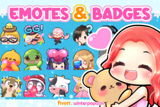 draw twitch emotes and sub badges in chibi style