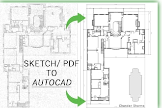 convert scanned pdf or sketch jpeg to 2d autocad drawing