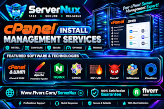 install cpanel, whm, cloudlinux, softaculous and fix server issues