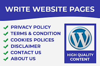 create wordpress pages privacy policy, disclaimer, about us