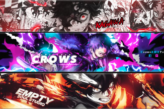 design unique anime or gaming banner for youtube, twitch, kick