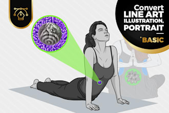 draw line art illustration, line art portrait