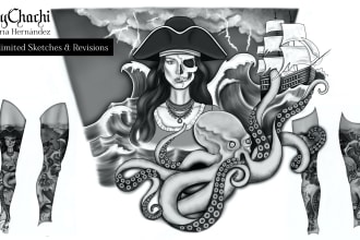 create unique custom sleeve tattoo design in any style