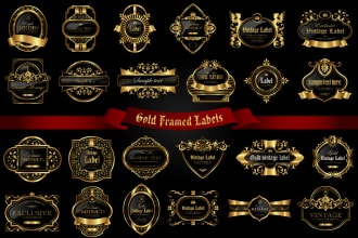 design golden framed seal badge or label logo