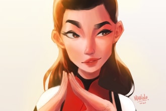 draw stylized semi realistic portrait gift