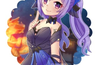 draw cute halfbody anime art oc fanart character