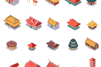 create custom isometric building or city in vector format