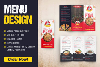 do restaurant or food menu design in 24hrs