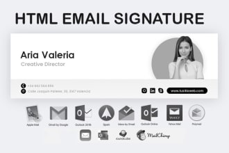 create modern html email signature,clickable emails for outlook gmail apple mail