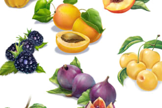 draw watercolor and digital fruits for your logo