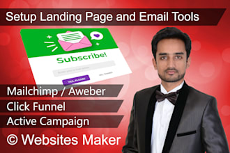 setup active campaign, aweber, mailchimp or click funnel