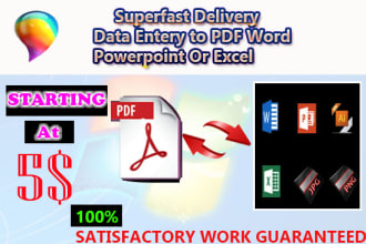 do perfect data entry to excel PDF or powerpoint