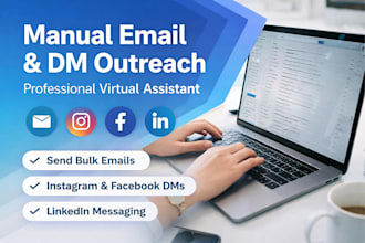 manually send bulk emails and social media dms for outreach