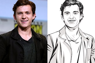 do line art portrait illustration from photo