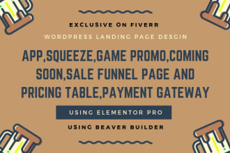 design wordpress landing page or sale funnel page