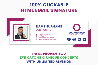create professional clickable HTML email signature