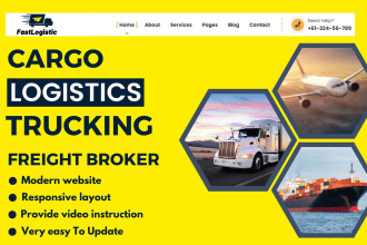 design logistics, trucking, transport, freight brokerage, cargo company website