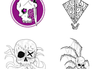 draw skull head or skeleton illustration for you