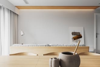 create minimal interior exterior design with realistic render