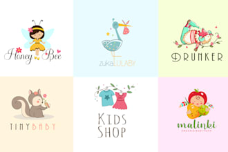 design fun cute hand drawn logo in my style