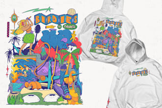 draw illustration for skateboard merch tshirt streetwear logo