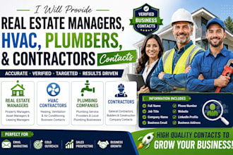 provide verified real estate managers, hvac, plumbers, and contractor leads