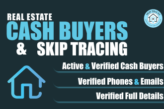provide real estate cash buyers and all type of leads with skip tracing