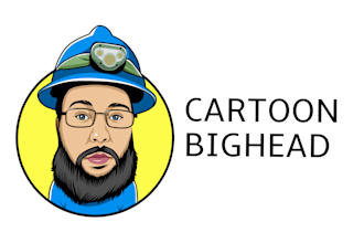make your photo into a cartoon big head in my style