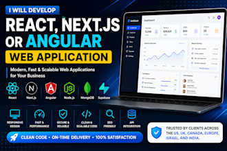 develop a react, nextjs or angular web application
