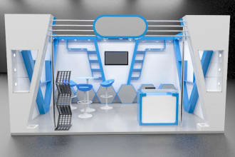 create 3d trade show booth, stall, kiosk, and expo stand