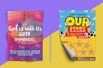 design any flyer or poster for sunday school or kids event