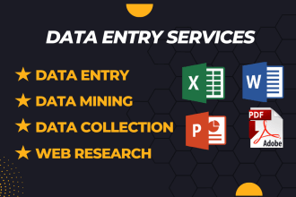 do data entry, data mining, data collection and web research