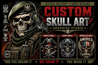 do creative vintage flag or skull military army t shirt