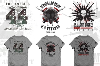 do creative vintage flag or skull military army t shirt