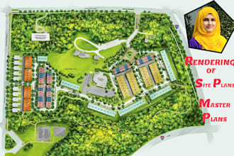 render architecture site plan and town plan for real estate