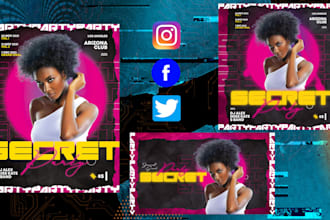 create event party club, dj, concert flyer poster, social media kit