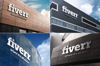 do 40 3d building mockups design with your logo or text