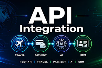 integrate any API including travel, payment, ai and CRM into your website