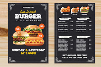 design restaurant menu, food menu, menu design