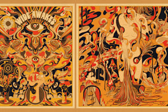 make amazing psychedelic illustration for music album cover
