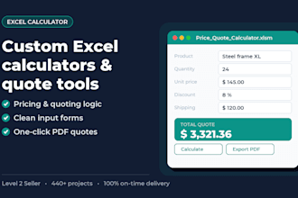build a custom excel calculator, quote or pricing tool