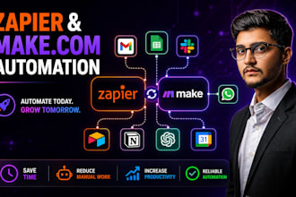 setup zapier automation, make com integration, and ai automation workflows